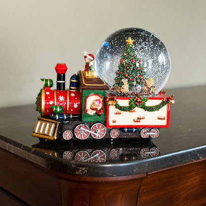 Children Riding Train Musical Water Snow Globe