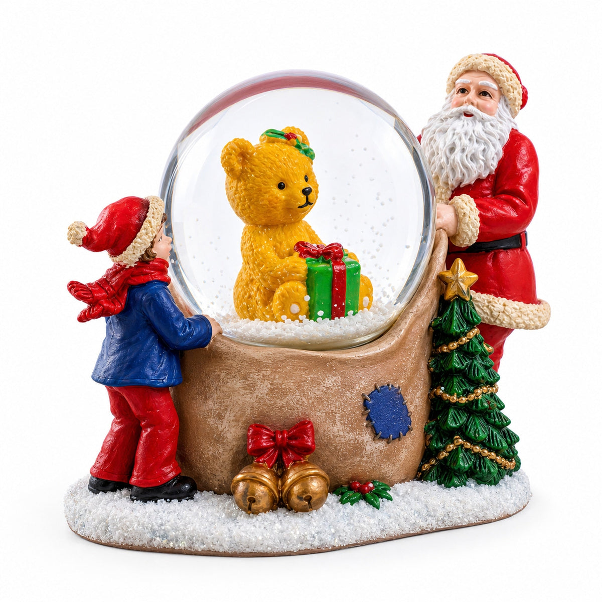 Santa's Teddy Surprise Mini Water Snow Globe