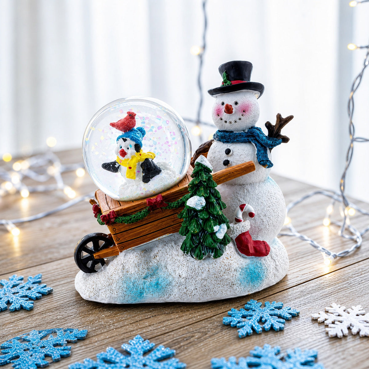Snowman, Penguin and Cardinal Mini Water Snow Globe