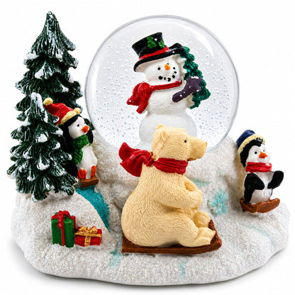 Mini Winter Scene with Polar Bear and Penguins Water Globe