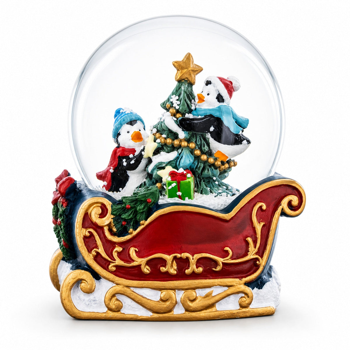 Penguin Sleigh Ride Mini Water Snow Globe