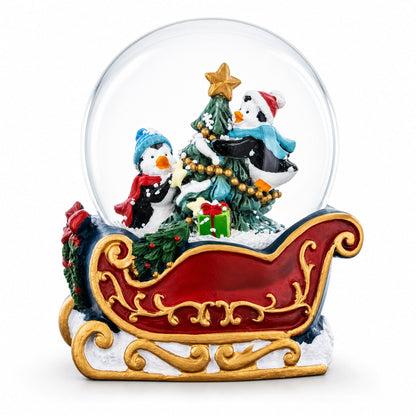 Penguin Sleigh Ride Mini Water Snow Globe