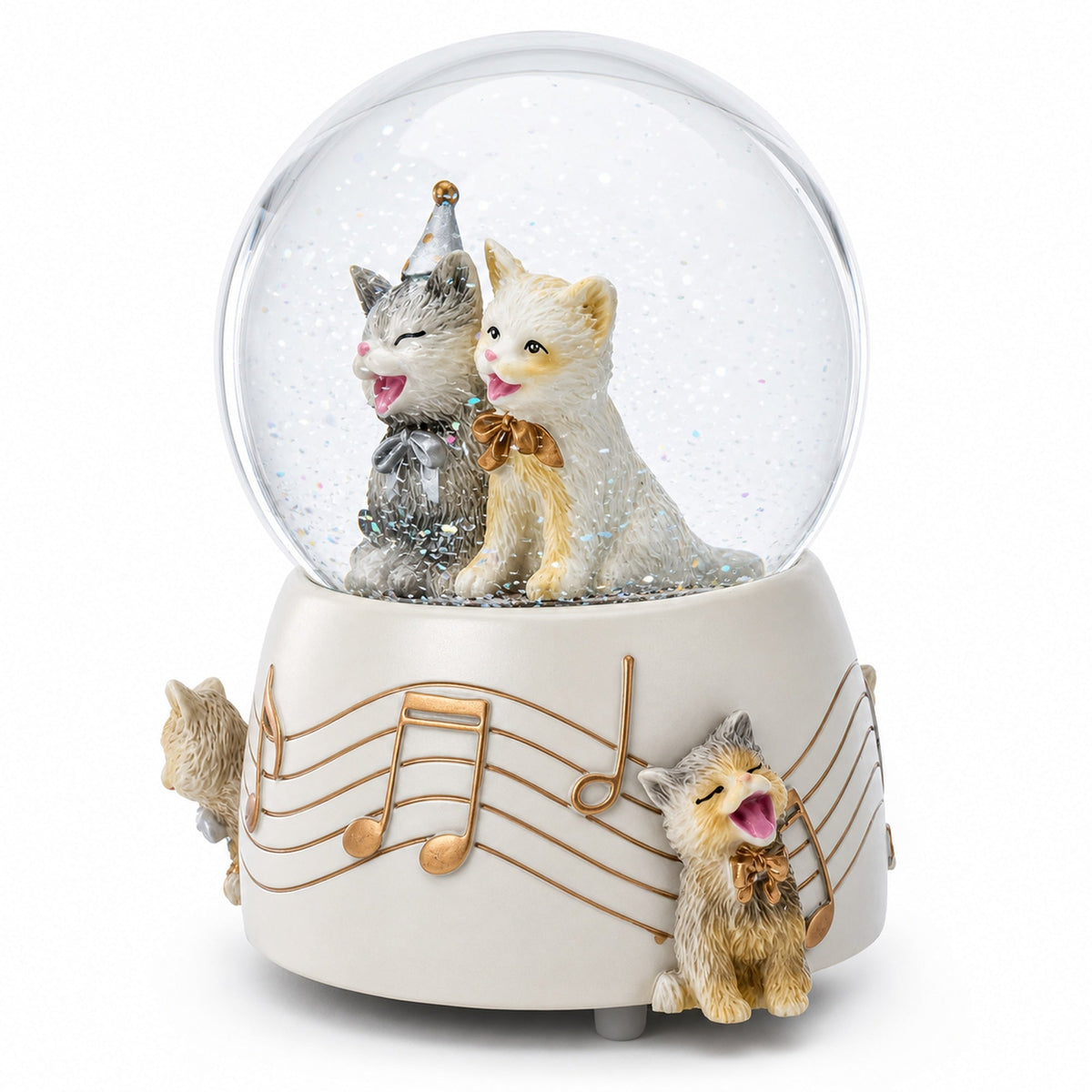 Cats Party Musical Water Snow Globe