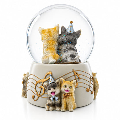 Cats Party Musical Water Snow Globe