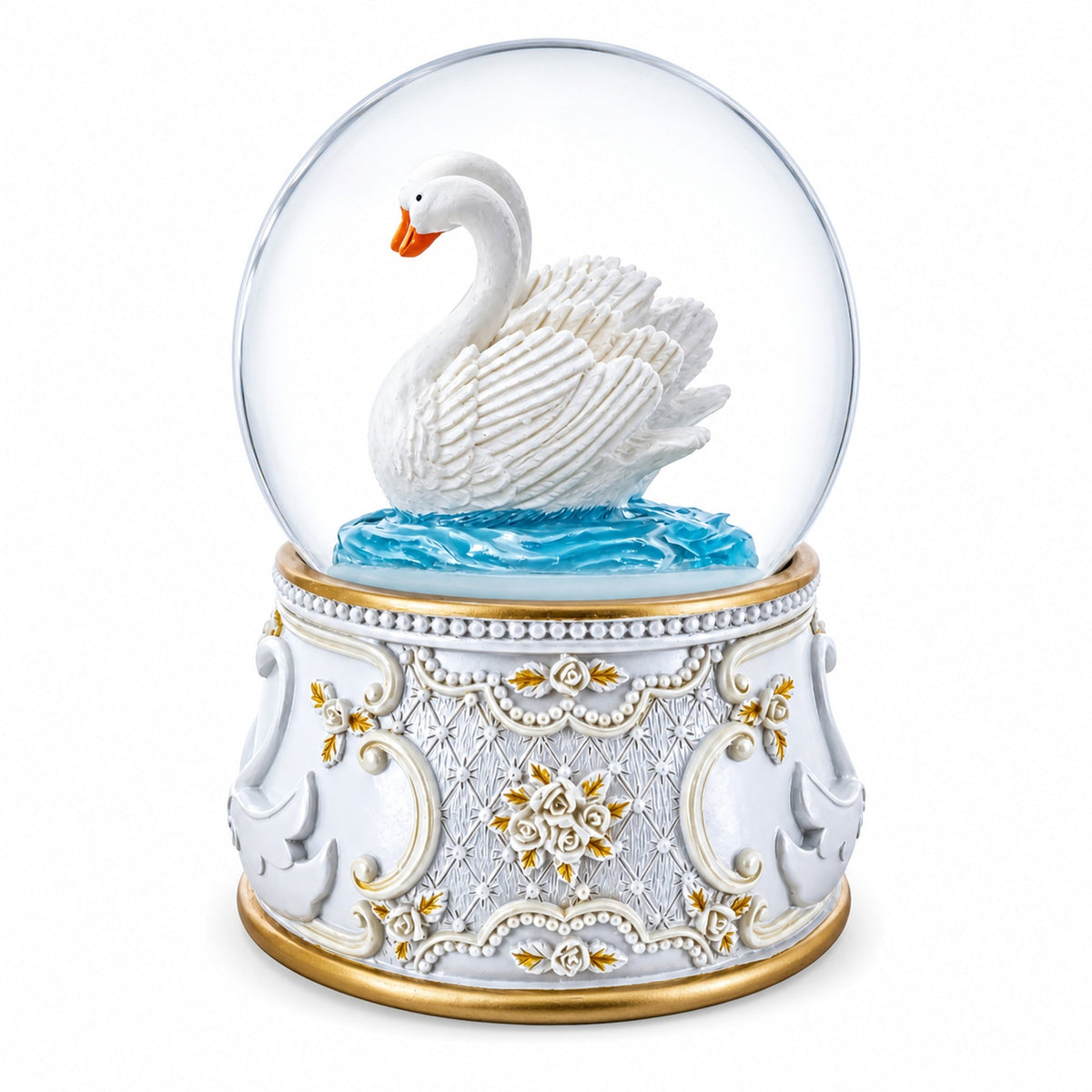 Romantic Swan Spinning Musical Water Snow Globe