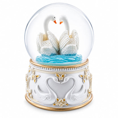Romantic Swan Spinning Musical Water Snow Globe