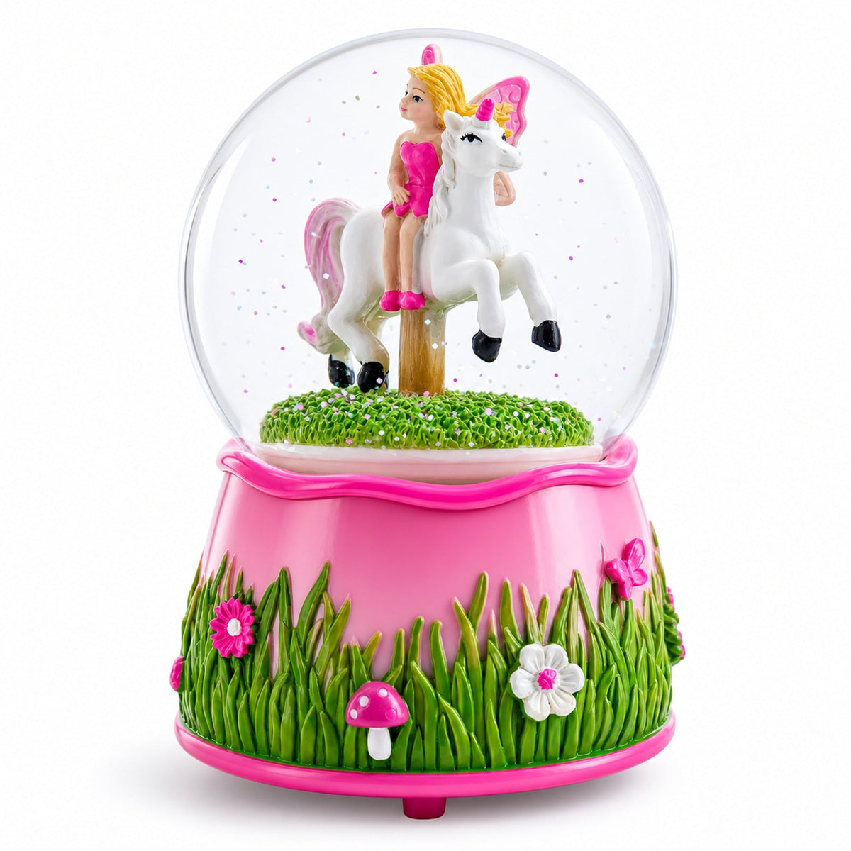 Unicorn Carousel with Fairy Musical Water Snow Globe