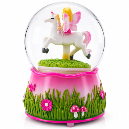 Unicorn Carousel with Fairy Musical Water Snow Globe