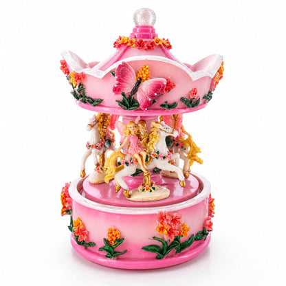 Pink Fairy Floral Carousel Musical Figurine