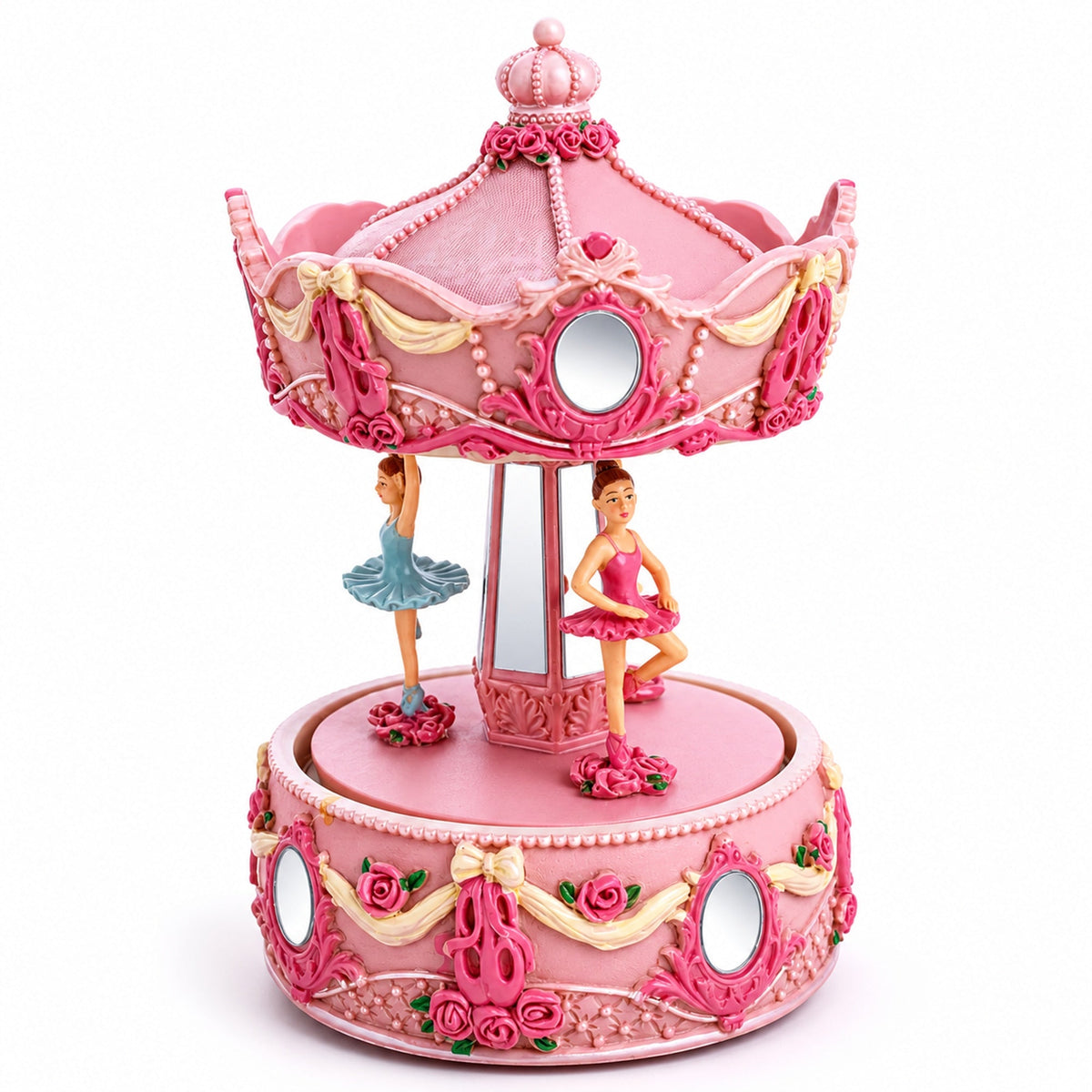 Pink Ballerina Carousel Rotating Musical Figurine