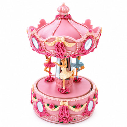 Pink Ballerina Carousel Rotating Musical Figurine