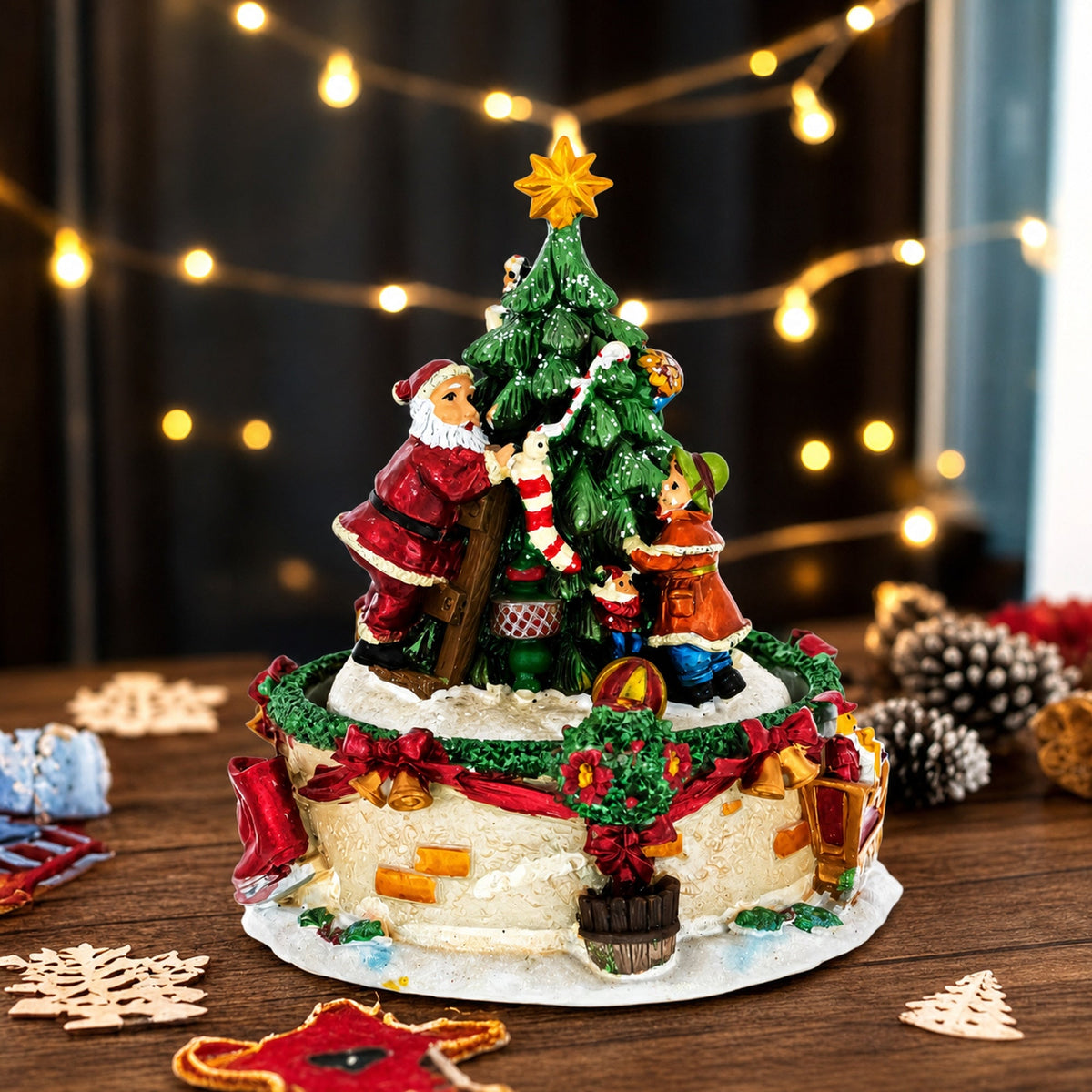Tree Decorating Duo Spinning Musical Christmas Figurine