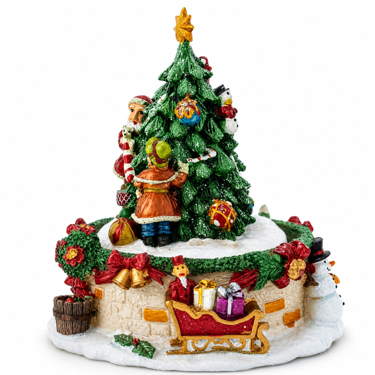 Tree Decorating Duo Spinning Musical Christmas Figurine
