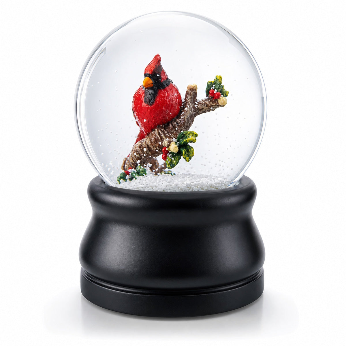 Red Cardinal on a Branch Musical Water Snow Globe