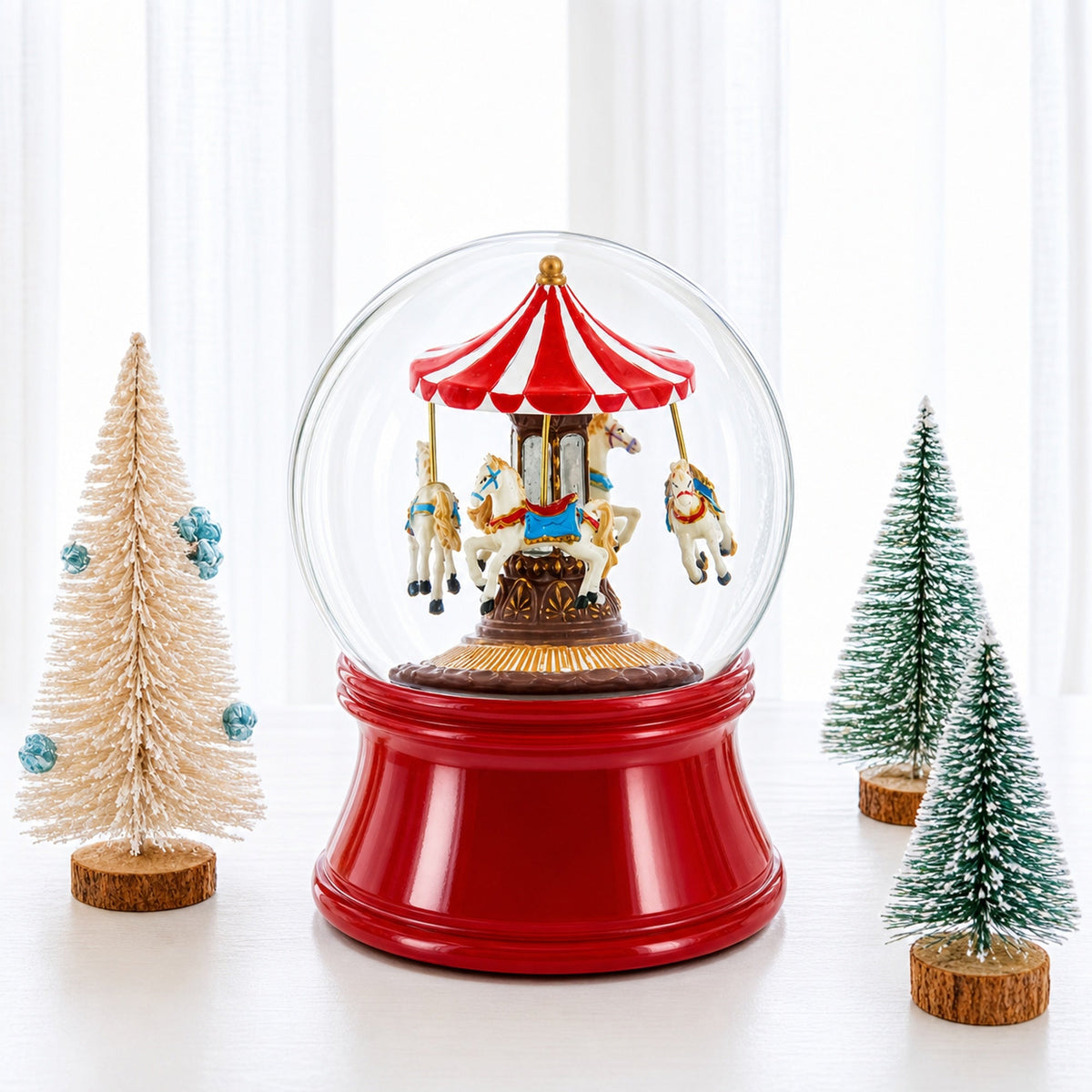 Horses Carousel Melody Spinning Musical Water Globe