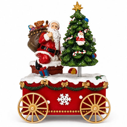 Spinning Christmas Tree Musical Box on Wheels