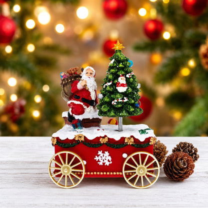 Spinning Christmas Tree Musical Box on Wheels