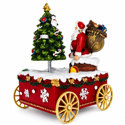 Spinning Christmas Tree Musical Box on Wheels