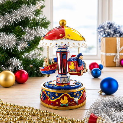 Musical Figurine with Airplane, Boat, and Train