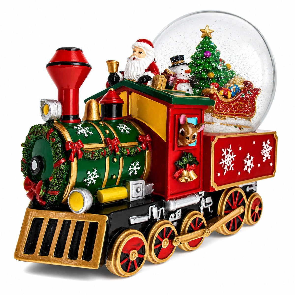 Santa Train Express Delivering Tree Musical Water Globe