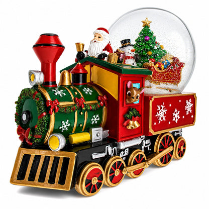 Santa Train Express Delivering Tree Musical Water Globe