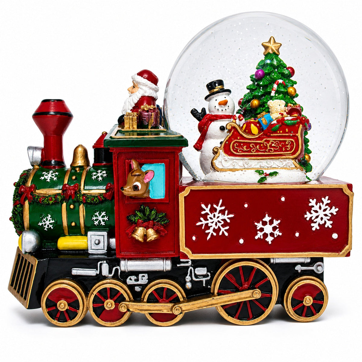 Santa Train Express Delivering Tree Musical Water Globe