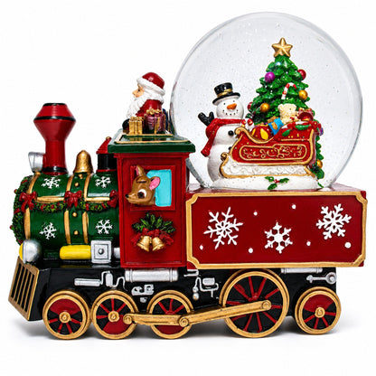 Santa Train Express Delivering Tree Musical Water Globe