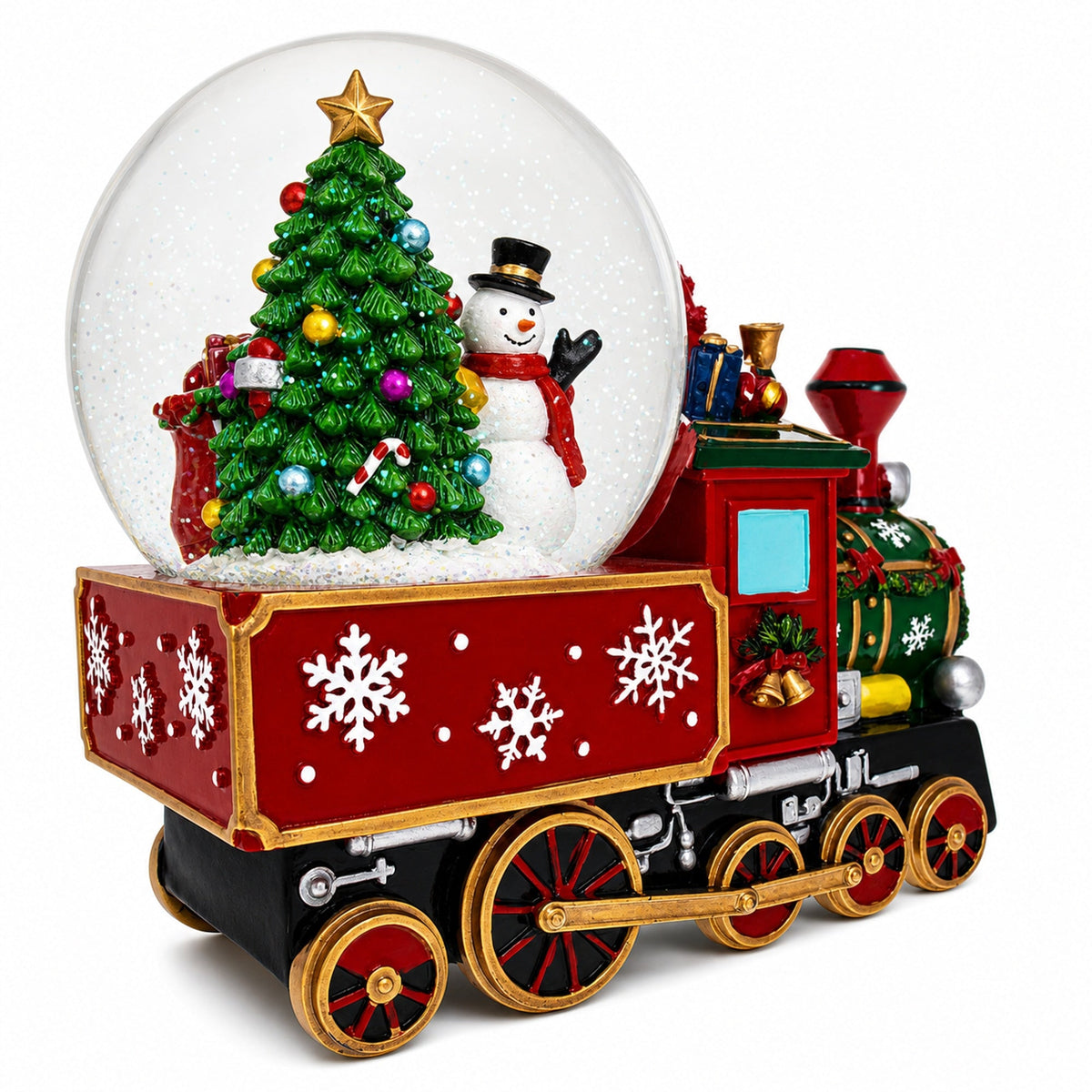 Santa Train Express Delivering Tree Musical Water Globe