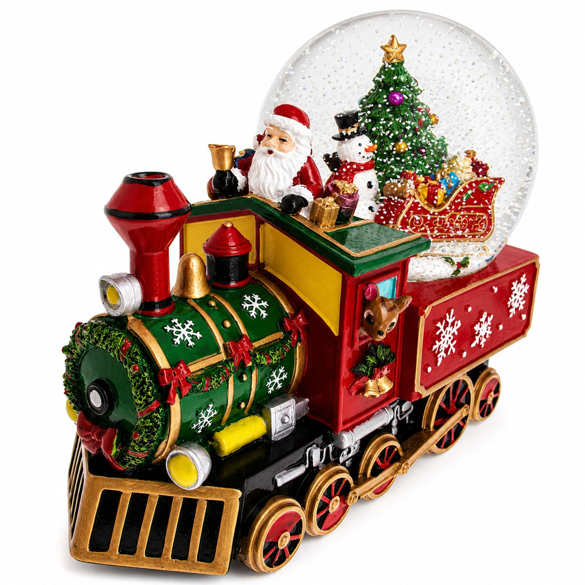 Santa Train Express Delivering Tree Musical Water Globe