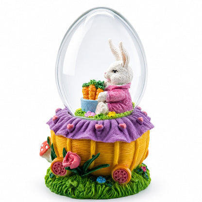 Bunny and Carrots Basket Water Globe