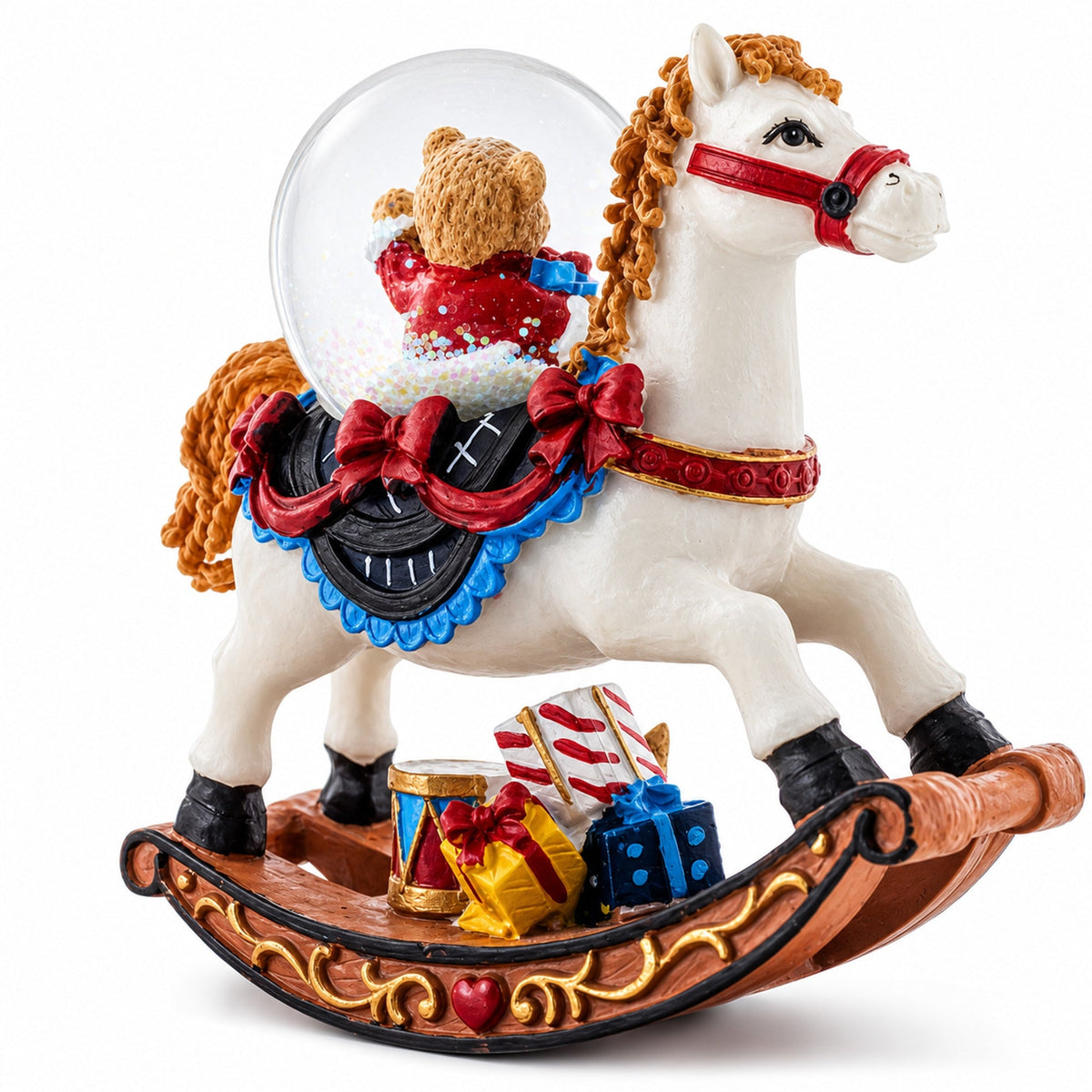 Teddy Bears' Rocking Horse Christmas Water Snow Globe