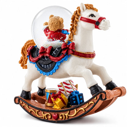 Teddy Bears' Rocking Horse Christmas Water Snow Globe
