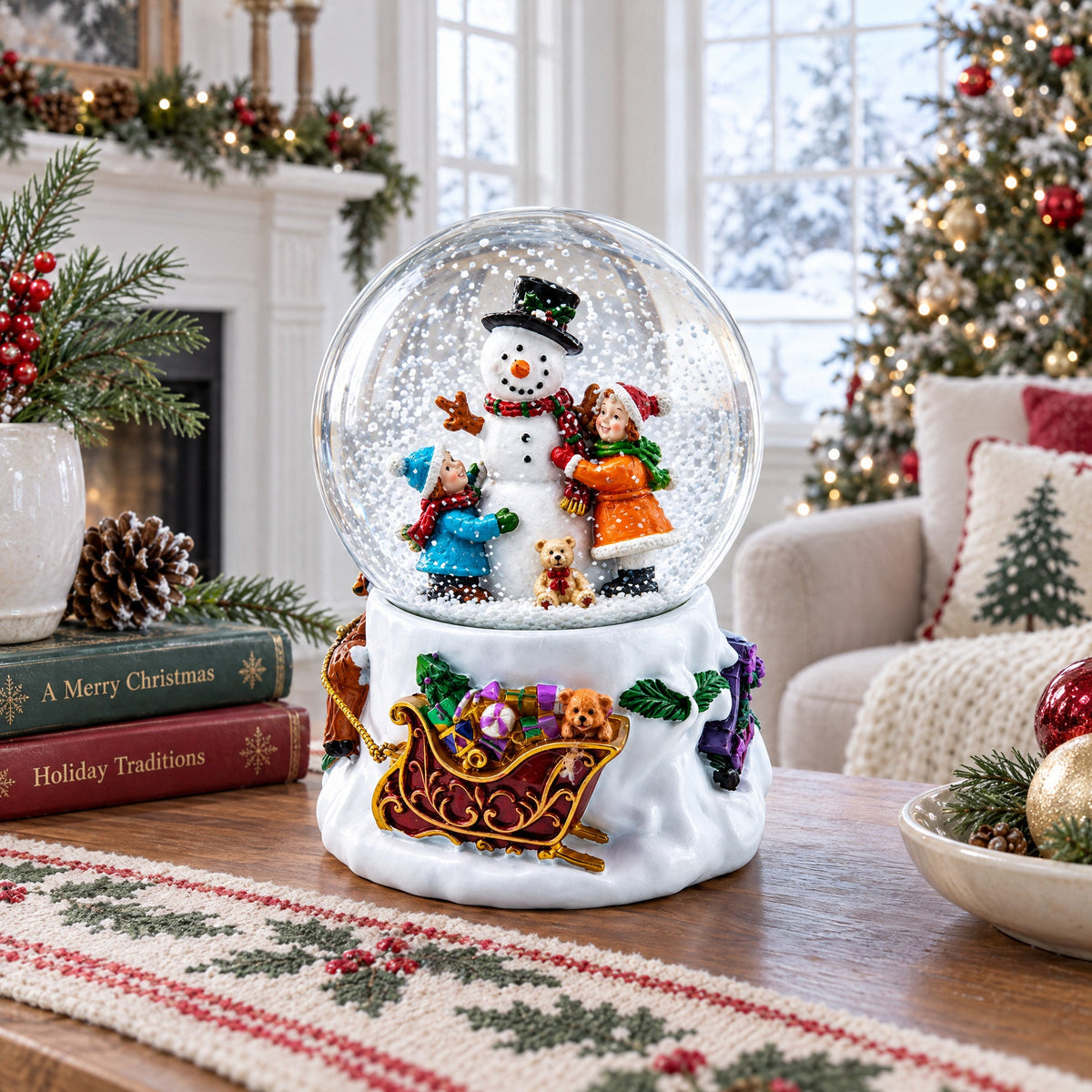 Snowman Embrace Musical Water Snow Globe