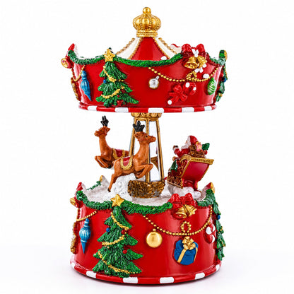 Santa's Merry Carousel Ride Spinning Musical Figurine