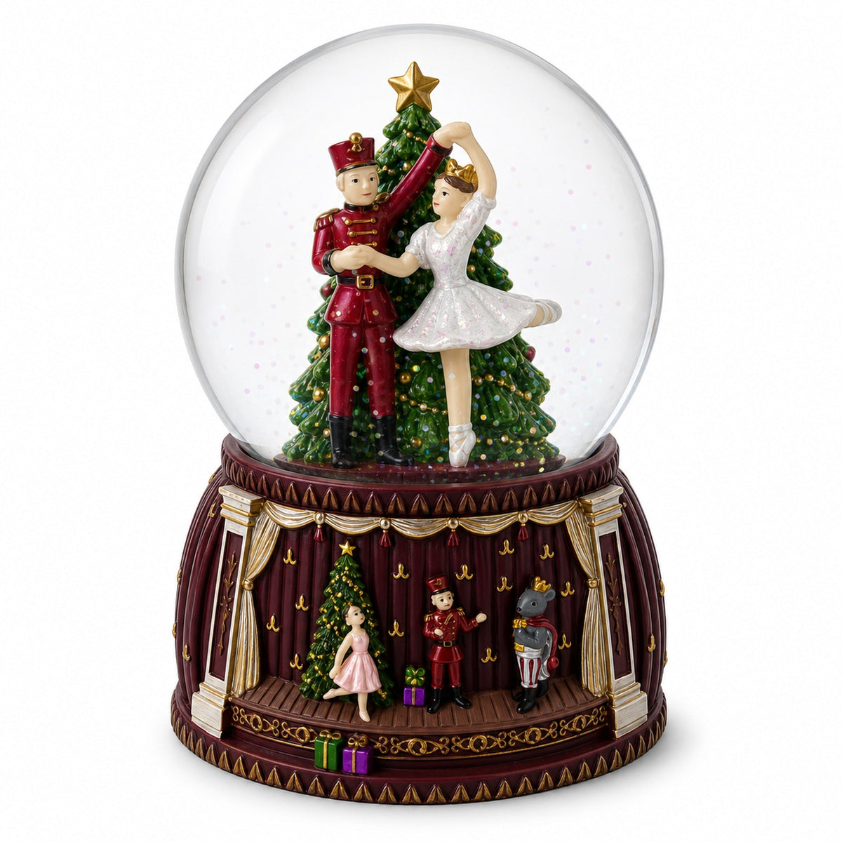 Dancing Nutcracker and Ballerina Musical Water Snow Globe