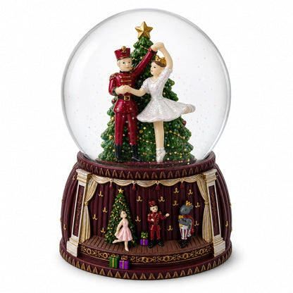 Dancing Nutcracker and Ballerina Musical Water Snow Globe