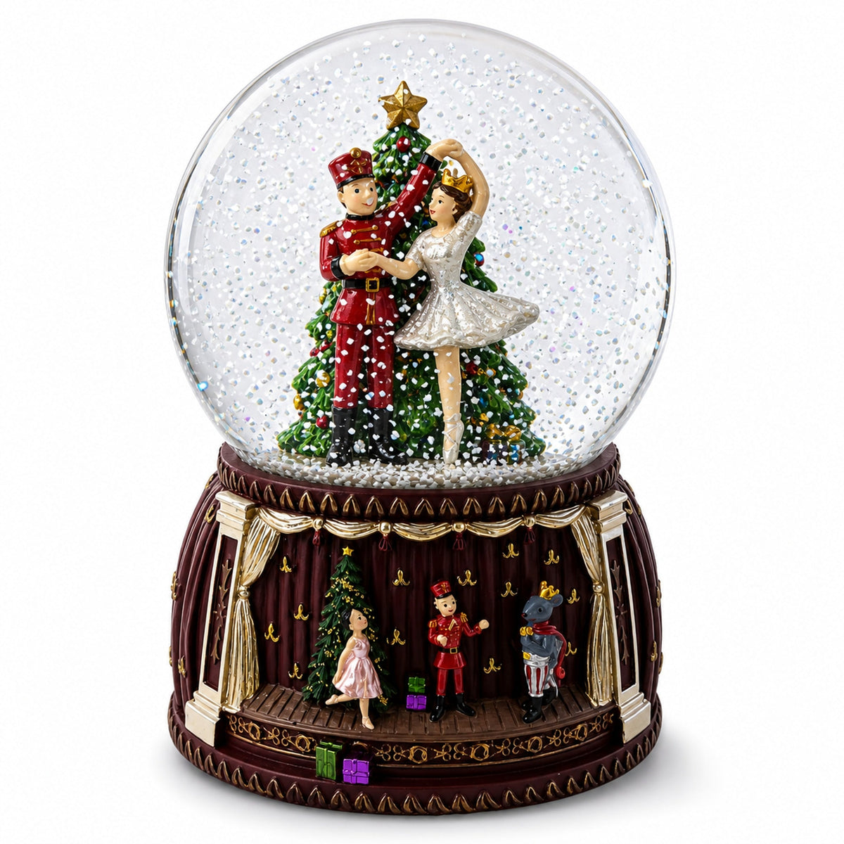 Dancing Nutcracker and Ballerina Musical Water Snow Globe
