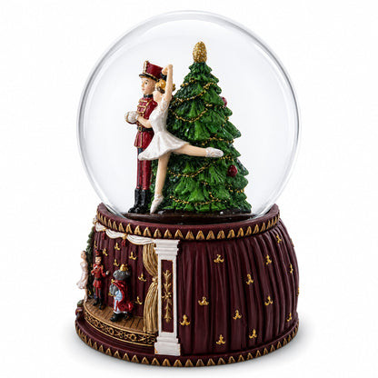 Dancing Nutcracker and Ballerina Musical Water Snow Globe
