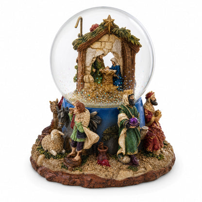 Regal Gift Bearers Nativity Scene Musical Water Snow Globe