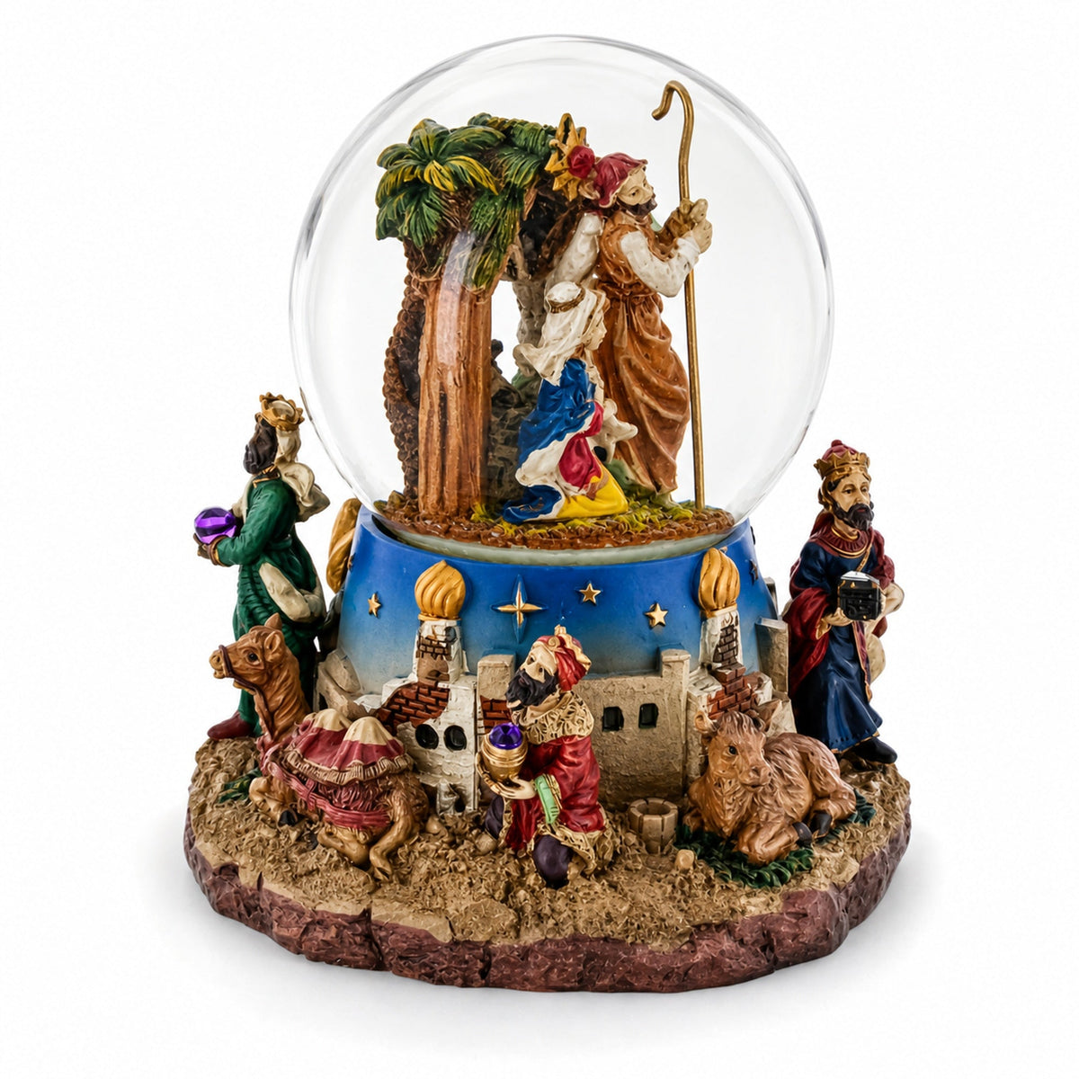 Regal Gift Bearers Nativity Scene Musical Water Snow Globe