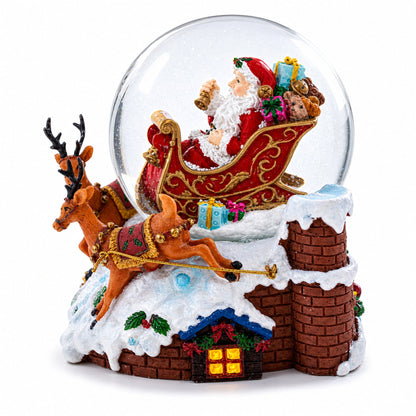 Santa Delivering Gifts Musical Christmas Water Snow Globe