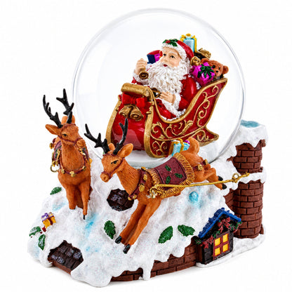 Santa Delivering Gifts Musical Christmas Water Snow Globe