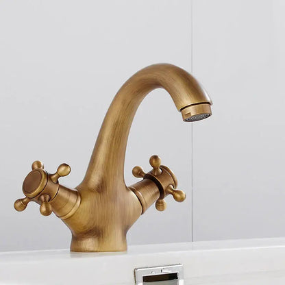 Polished brass dual cross handle bathroom bidet faucet