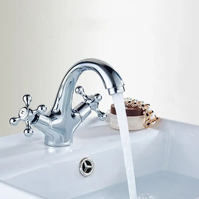 Polished brass dual cross handle bathroom bidet faucet