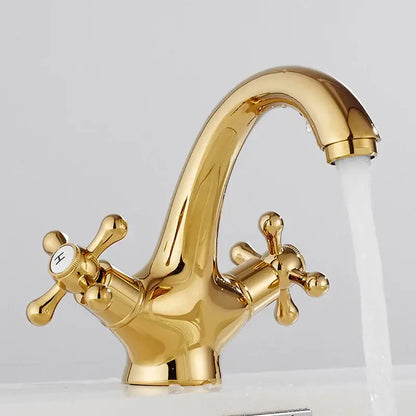 Polished brass dual cross handle bathroom bidet faucet