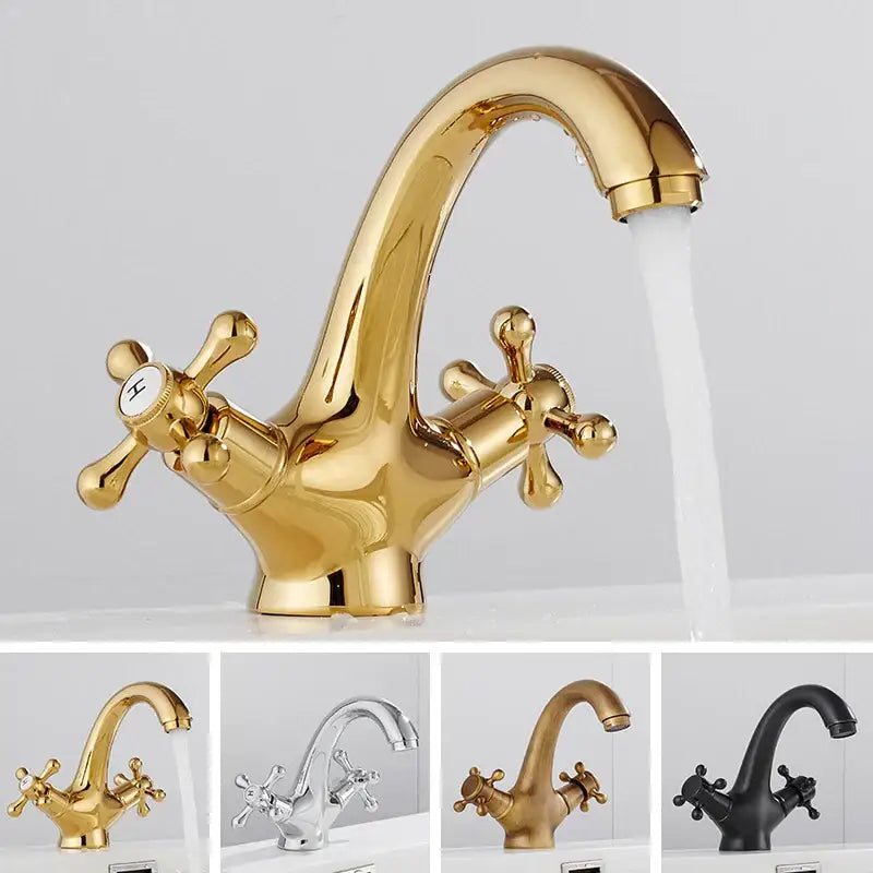Polished brass dual cross handle bathroom bidet faucet
