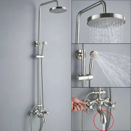 Polished chrome rainfall shower faucet set with handheld for bathroom