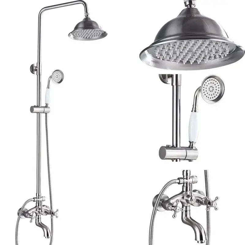 Polished chrome rainfall shower faucet set with handheld for bathroom