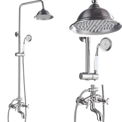 Polished chrome rainfall shower faucet set with handheld for bathroom
