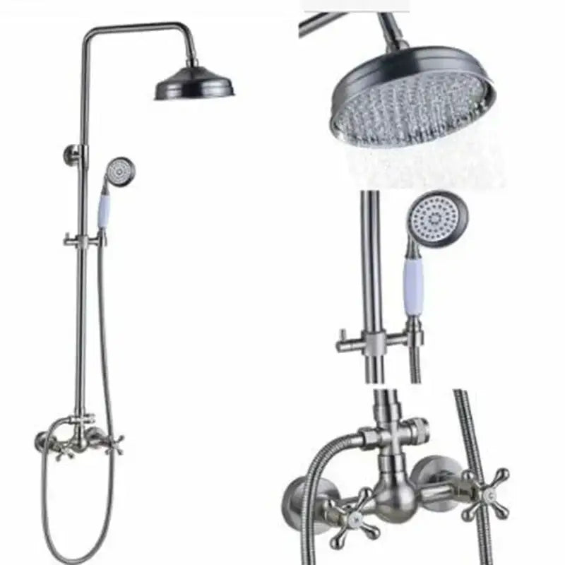 Polished chrome rainfall shower faucet set with handheld for bathroom